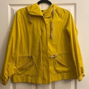 Piazza Sempione Hooded Windbreaker Jacket Womens 6 Yellow Italian Utility Size 6